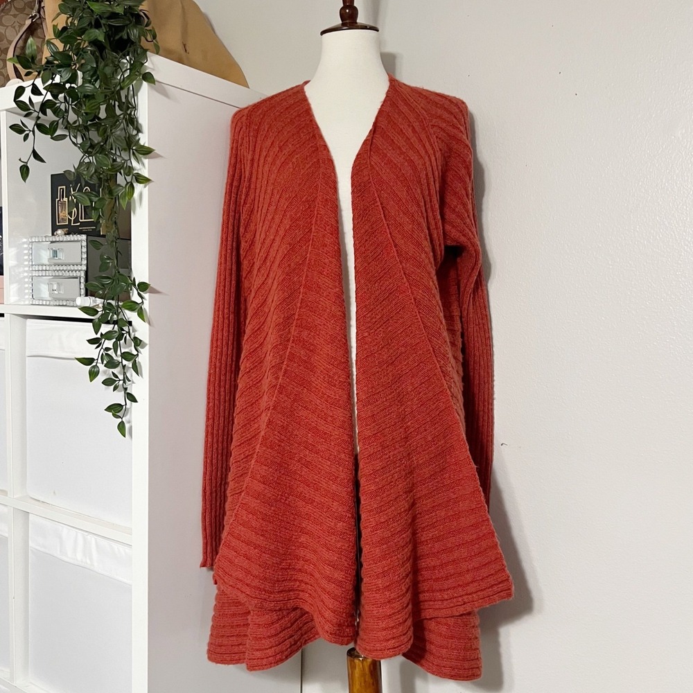Free People Womens Duster Cardigan Sweater Knit Terracotta Size Large